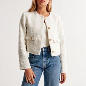 NWT Abercrombie Collarless Tweed Jacket